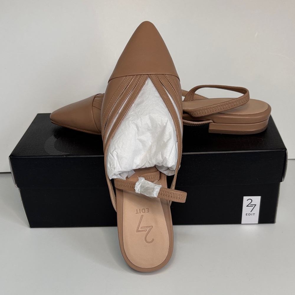 27 EDIT Women's Brown Pointed-Toe Mules